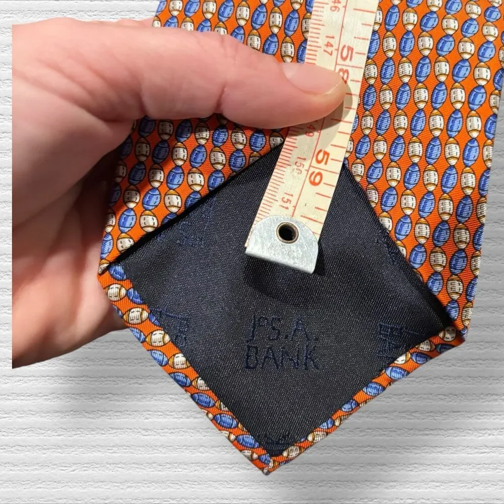 Jos. A. Bank Tie Blue and Orange Football Geometric